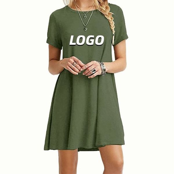 

women dresses summer custom short sleeve ladies skirt tshirt casual pullover fashion female clothing 220609, Black