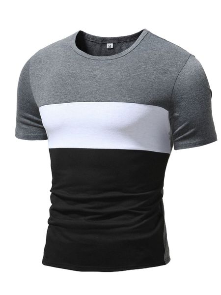 

men color block tee e38i#, White;black