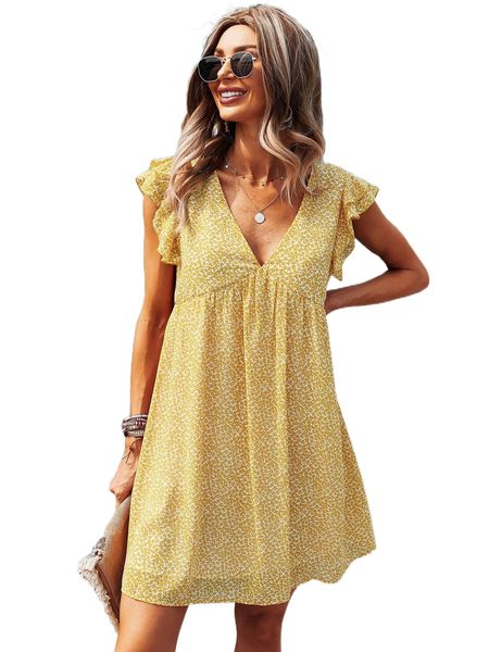 

ditsy floral layered sleeve tunic dress f2zk#, Black;gray