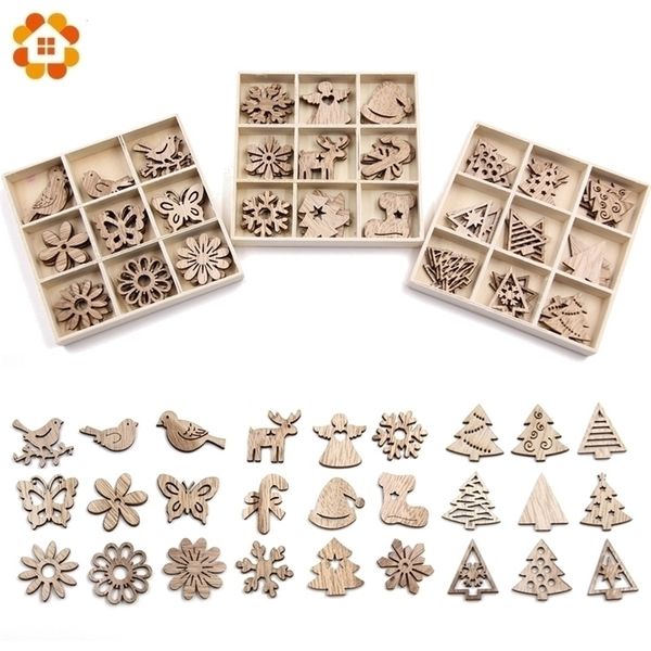 Creative Mini Wood Chips Diy Craft Christmas Ornamentos de madeira Supplies Supplies Kids Presente Decorações de festa Y201020