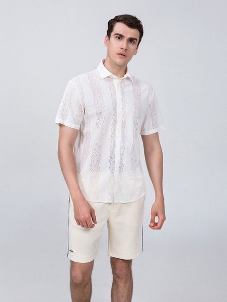 

men lace insert shirt f4eg#, White;black