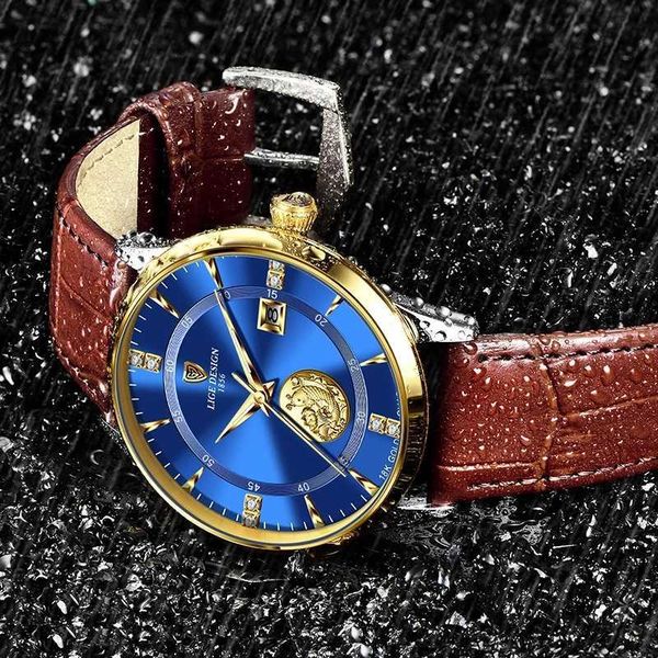 

2022 watch man ultra thin dial 7mm waterproof clock design casual leather men watches brand luxury quartz watch for men, Slivery;brown