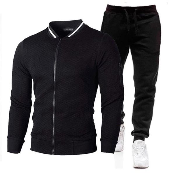 Herren-Trainingsanzüge, Herren-Trainingsanzug, 2-teilig, schmal, Colorblock-BH, Kette, Sweatshirt, Trainingshose, Mode-Set für Herren