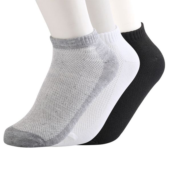 

wholesale mens cotton hosiery solid color mesh breathable low cut short ankle socks casual sporty boat socks, Black;white