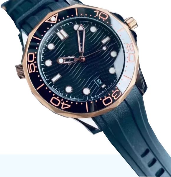 

men's automatic mechanical watch rubber strap stainless steel wristwatches, Slivery;brown
