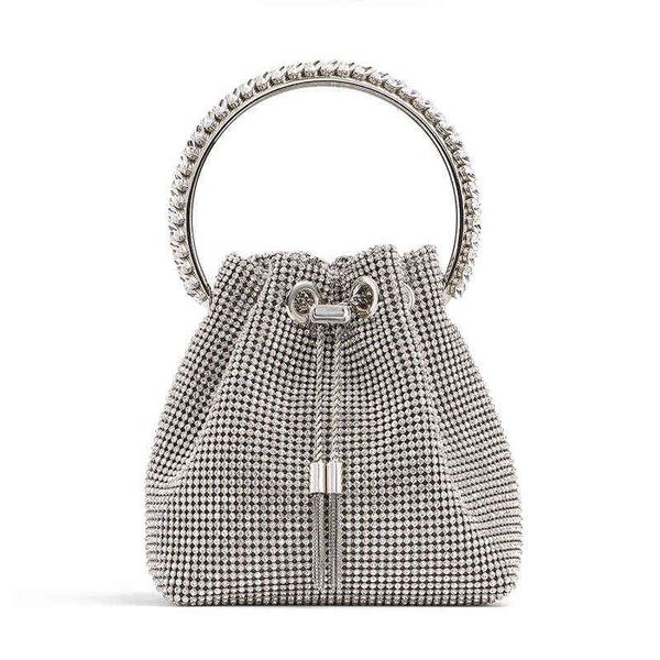 Borsa da sera con diamanti di lusso Borsa a secchiello in rete di cristallo di design Borse con strass Catene a tracolla Borse a tracolla Borse piccole per feste G220429