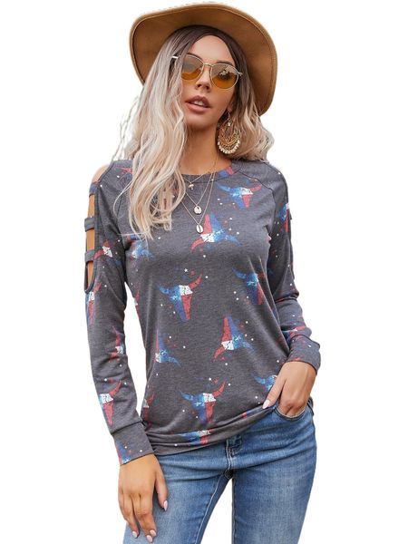 

dearcase ladder cut out raglan sleeve graphic print sweatshirt v2vc#, Black