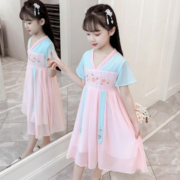 Abiti da ragazza Neonate Abbigliamento per bambini Estate Bambini Stile cinese Costume antico Abito Hanfu per bambina