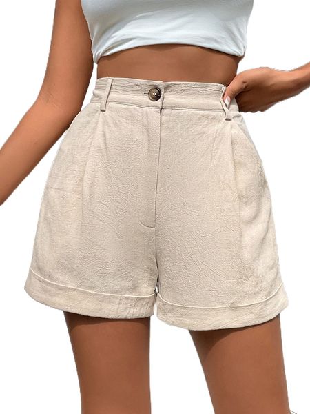 

high waist roll up hem wide leg shorts r8fz#, White;black