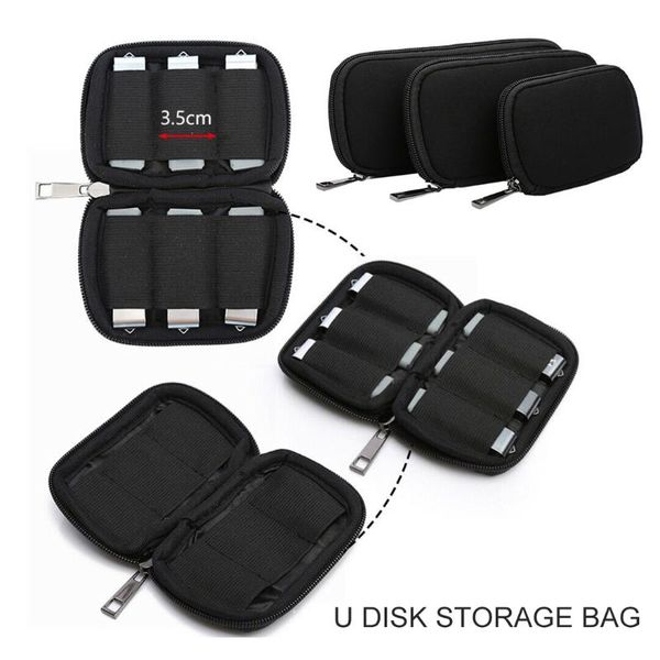 Sacos de armazenamento 1pc S/M/L Saco para USB Flash Drives Estojo organizador com fecho de zíper Viagem à prova de poeira à prova de choque portátil