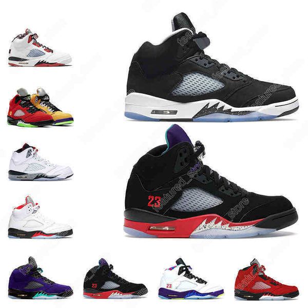 

7-13 men basketball shoes 5s oreo raging red alternate oregon what the blue suede michigan mens trainers sports sneakers fashion, Black