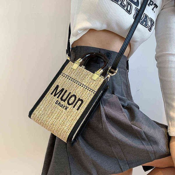 

factory outlet deals straw female 2022 new fashion summer niche design portable woven net red messenger small bag