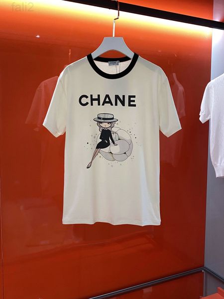 

women's t-shirt designer xiaoxiangjia spring and summer series women's heavy industry drill girls' printed t-shirt 2022 brand, White