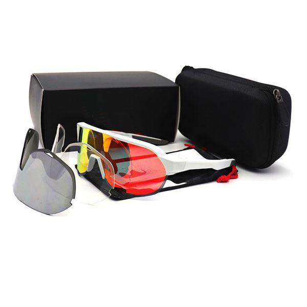 

3 lens s2 cycling sunglasses polarized outdoor men women sports cycling glasses bicycle eyewear bike tr90 with case, White;black