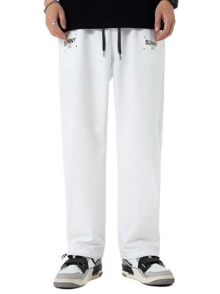 

men letter patched sweatpants n7nd#, Black