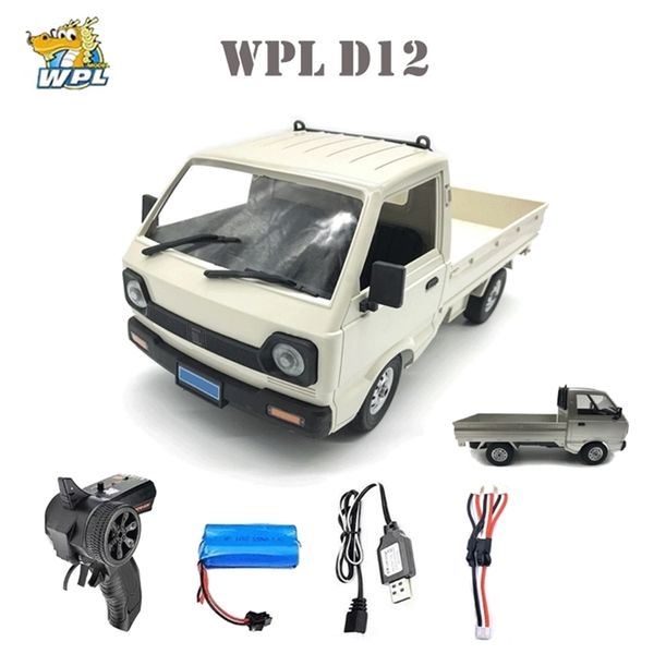 WPL D12 1/10 2WD RC Carro de Simulação de Carro Caminhão Escovado 260 Motor Escalada LED Luz Luz Em Estrada Brinquedos Para Meninos Presentes 220418