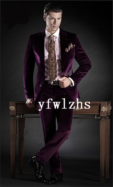 

handsome velveteen groomsmen notch lapel groom tuxedos man's suits wedding/prom/dinner man blazer jacket pants tie k711, Black;gray