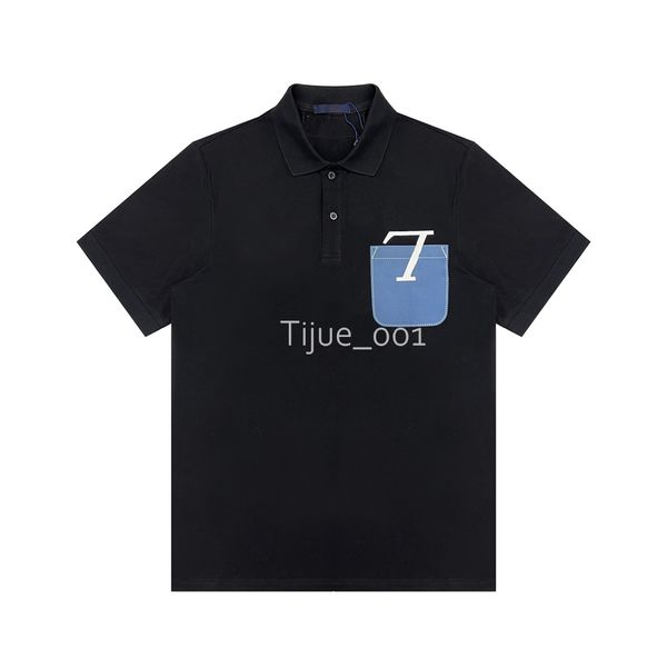 

22ss new france fake pocket letter printed polo shirts tee man street trend summer limited solid high end short sleeve fashion casual men wo, White;black