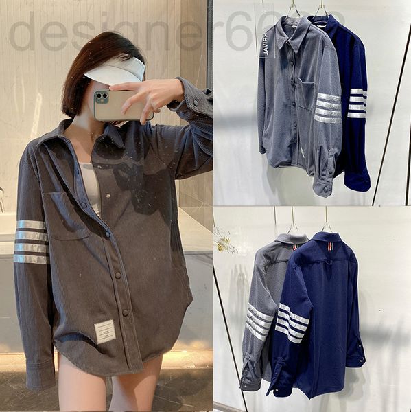 

women's blouses & shirts designer early spring tb corduroy shirt jacket casual loose coat men's and women's autumn thickened, White