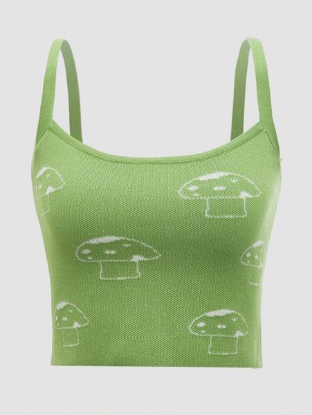 

mod mushroom pattern cami knit v1hx#, White;black