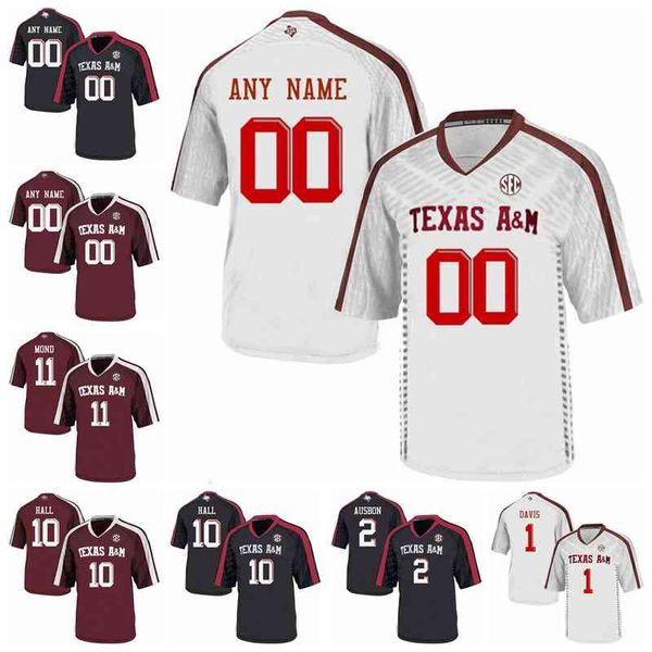 Texas am Aggies Futebol Futebol Jersey Isaías Spiller Jersey Kenyon Green Kenny Hill Maroon Keith Ford Trevor Costume Costume Costume