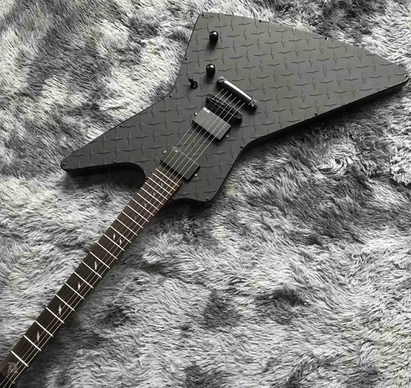 

black explorer electric guitar body mahogany aluminum can customize