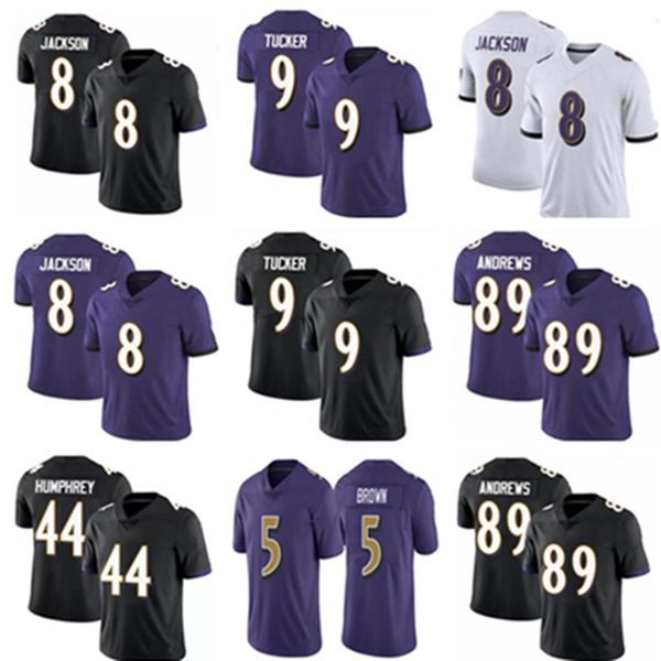 

2022 ncaa sell men 8 lamar jackson football wear jerseys 44 marlon humphrey 9 justin tucker 27 j.k. dobbins 89 mark andrews jersey, Black