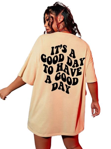 

plus slogan graphic drop shoulder oversized tee n1dd#, Black