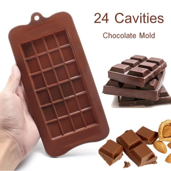 

24 grid diy square chocolate mould silicone dessert block molds bar block ice cake candy sugar baking moulds