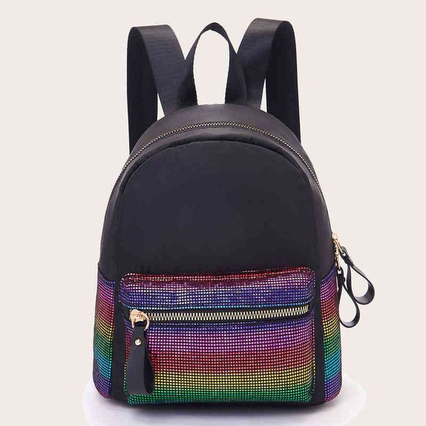 

korean fashion colorful sequin nylon backpack for women guangzhou 220513