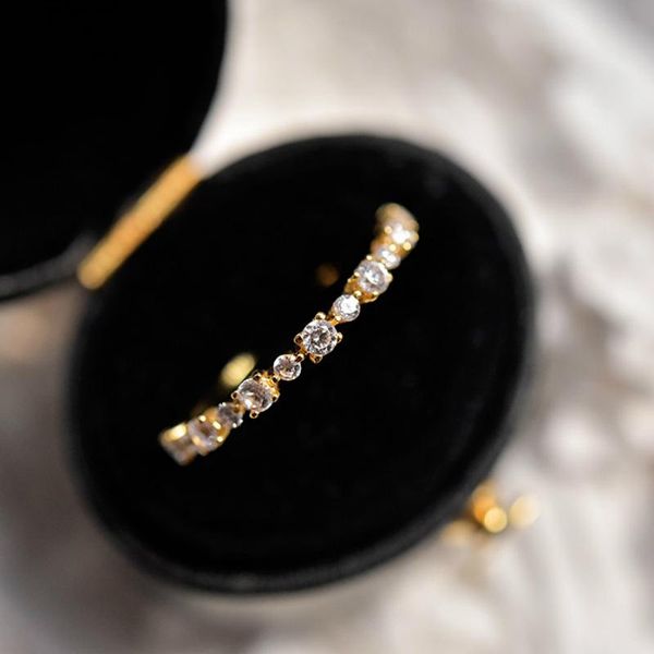 

cluster rings pure 925 silver white gold/yellow gold plated stacked moissanite irregular cocktail for women luxury fine jewelry gift, Golden;silver