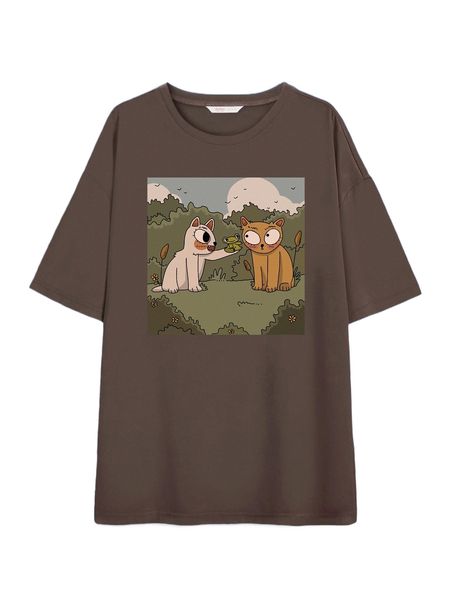

romwe x polaris cartoon animal graphic tee t8gr#, White
