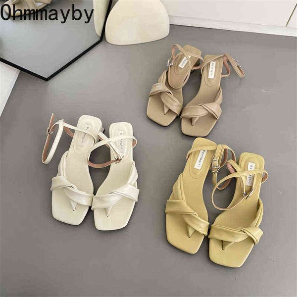 

sandals summer design women thick low heel sandal shoes fashion ladies elegant dress square toe ankle strap 220704, Black