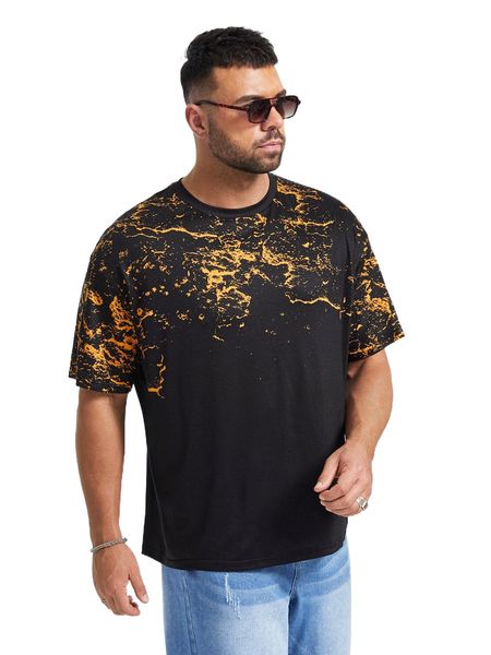 

extended sizes men graphic print tee v1n1#, White;black