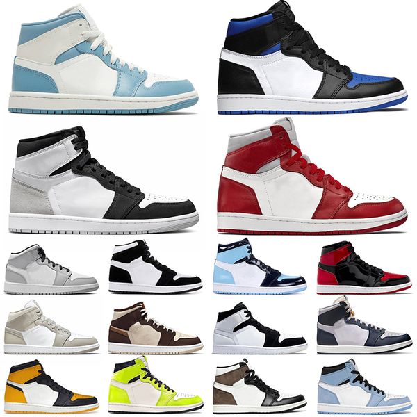 

classic 1 1s basketball shoes jumpman sneakers womens bleached coral college grey newstalgia men sports patent bred chicago reimagined yello