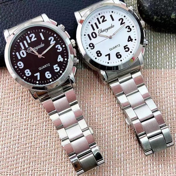 

luxury womens watches simple large number mother's day gift watch ladies middle-aged and elderly waterproof electronic quartz watch fas, Slivery;golden