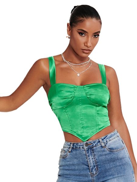 

ruched asymmetrical hem satin cami 60xy#, White