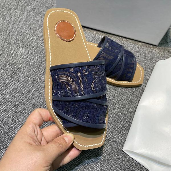 

fashion lace slides slipper designer flats summer shoes women sliders beach slipper wedding party flip flops size 35-42, Black