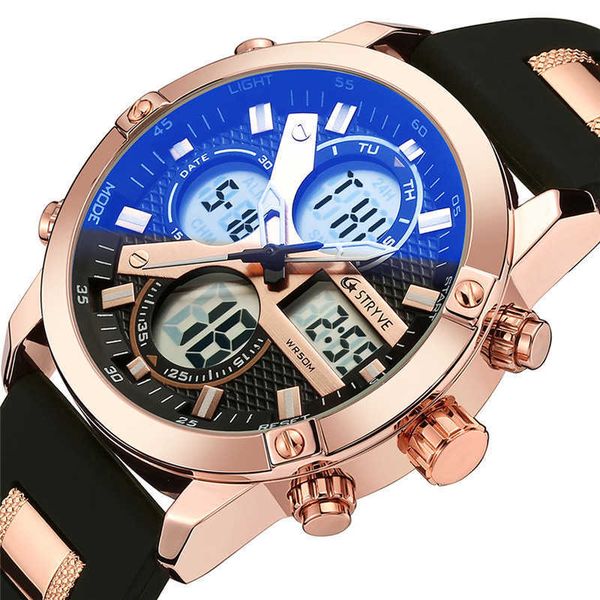 

watch 5 degrees waterproof 8021 japanese movement stryve mens sports watches blue-ray glass watch s8021 boutique watchet, Slivery;brown