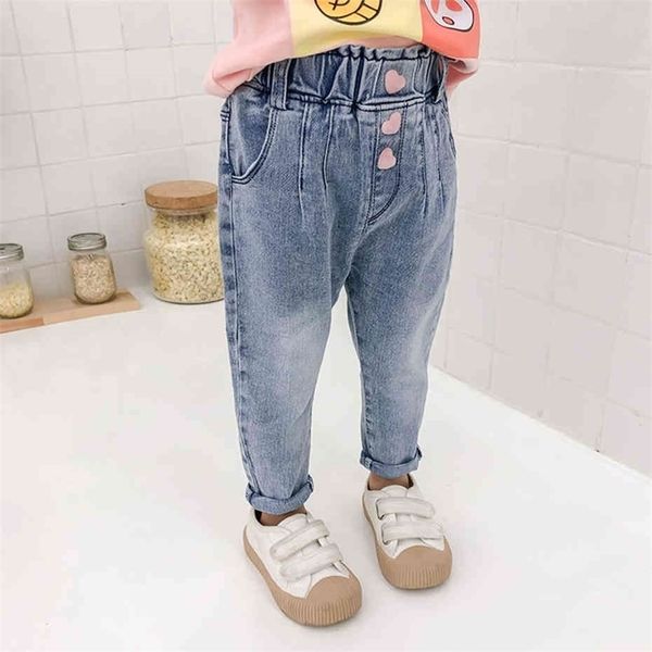 

jeans for girls heart pattern kids girl jeans spring autumn children's jeans casual style children's clothing 210412, Blue
