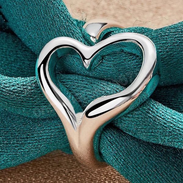 

925 sterling silver heart open ring for woman wedding engagement party jewelry