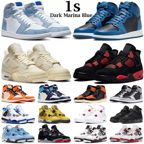 

2022 jumpman 4 high retro basketball shoes bred 4s unc black cat red thunder royalty university blue 1 1s heritage blue royal dark mocha men
