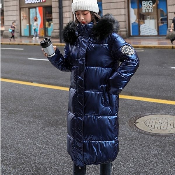 

women xlong oversize blue down jackets thick casual with fur epaulet winter female down coats hooded solid piumini donna y201026, Black