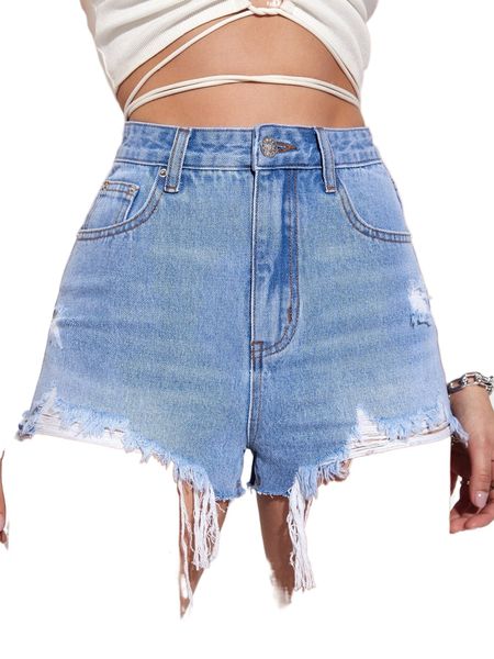 

ripped raw cut denim shorts t6ah#, White;black