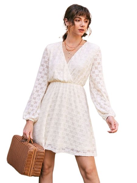

surplice neck lantern sleeve fuzzy dress k2e0#, Black;gray