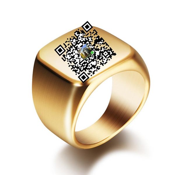 

316l stainless steel customized qr code trendy fashion ring titanium steel receipt code ring no fade324p, Slivery;golden