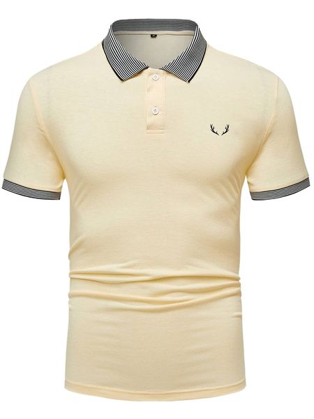 

men antler print polo shirt g068#, White;black