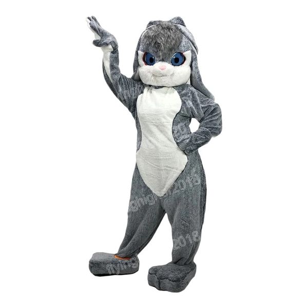Hallowee cinza de cabelos compridos mascote de coelho desenho animado personagem de anime tem tema carnaval adulto unissex vestido de Natal Festa de aniversário