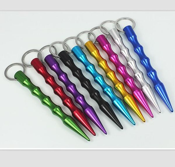 

party favor aluminum self defense keychain mental stick cars keychains personal safty key chain charm car keyring 9 colors, Silver