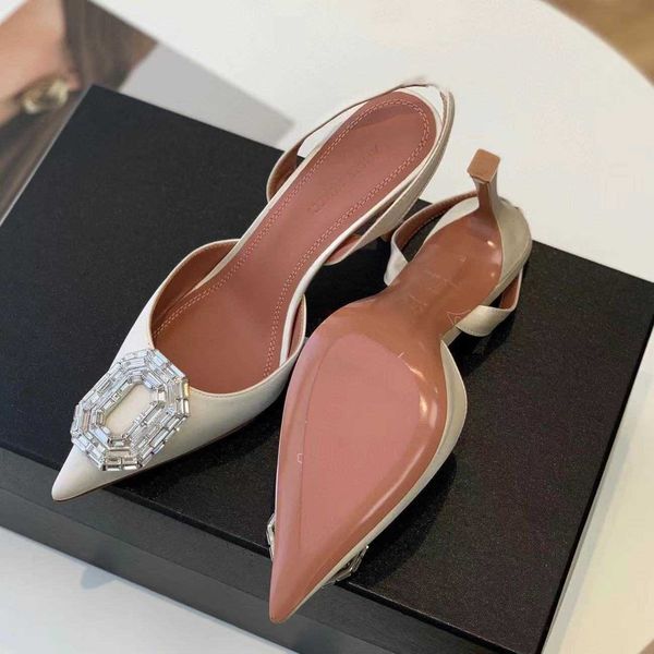 

begum amina muaddi dress shoes crystal-embellished buckle stain pumps shoe spool heels sandals factory footwear women's luxury designer, Black
